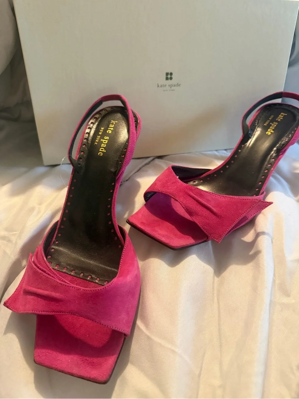 Kate Spade Bree Fuschia Suede Kitten Heel Sandals